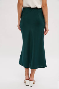 Sweet Satin Midi Skirt - Green