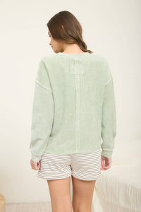 Ribbed Knit Top – Light Olive