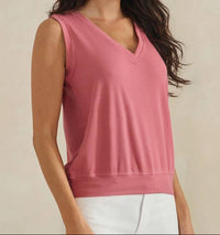 Ribbed Relaxed V-Neck Tank Top