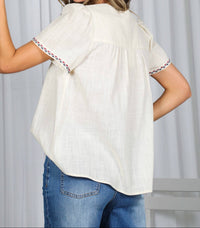 Aztec-Inspired V-Neck Top