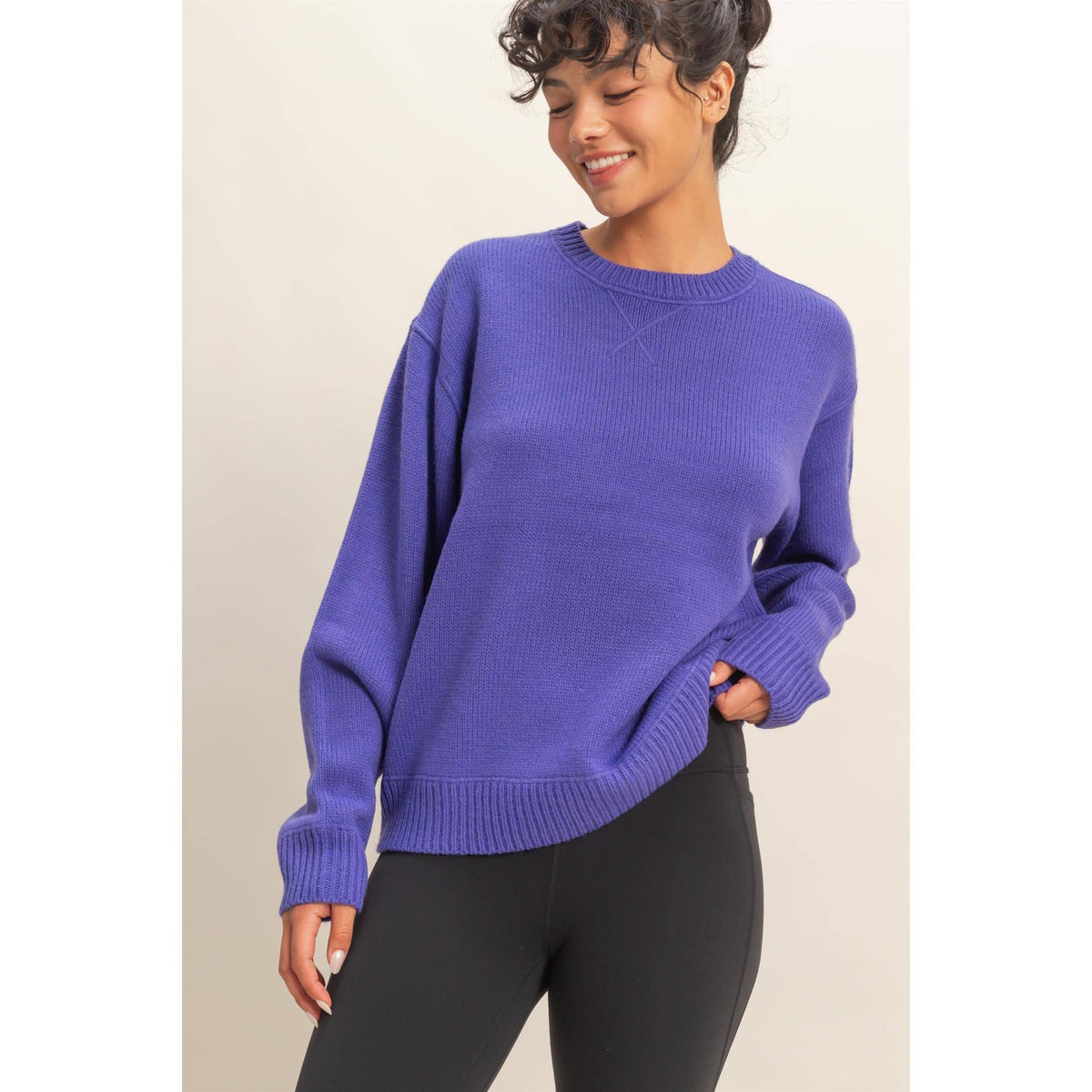 Crew Neck Purple Sweater