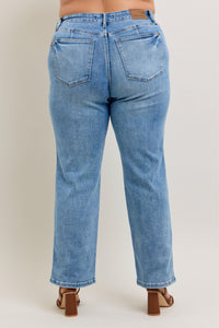 Judy Blue Tummy Control  Vintage Wash Straight Jeans