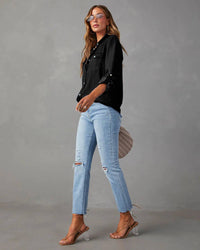 Black Button Down Denim Shirt