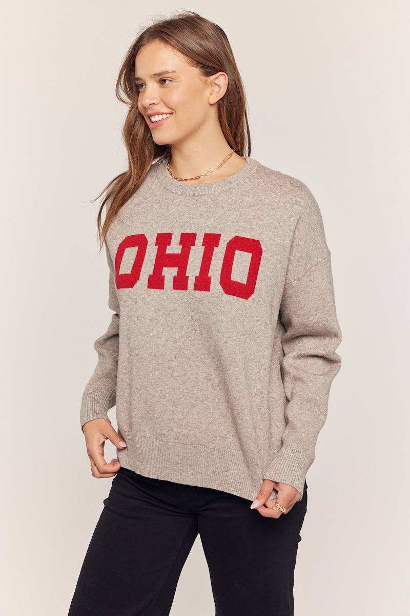 Ohio Sweater - Silvery Grey/Cherry