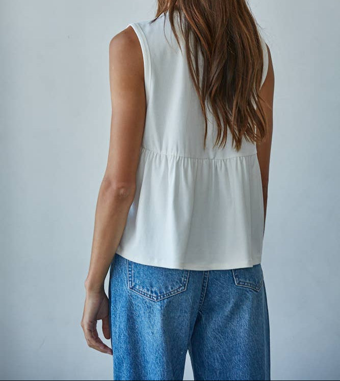 Pleated Sleeveless Tank