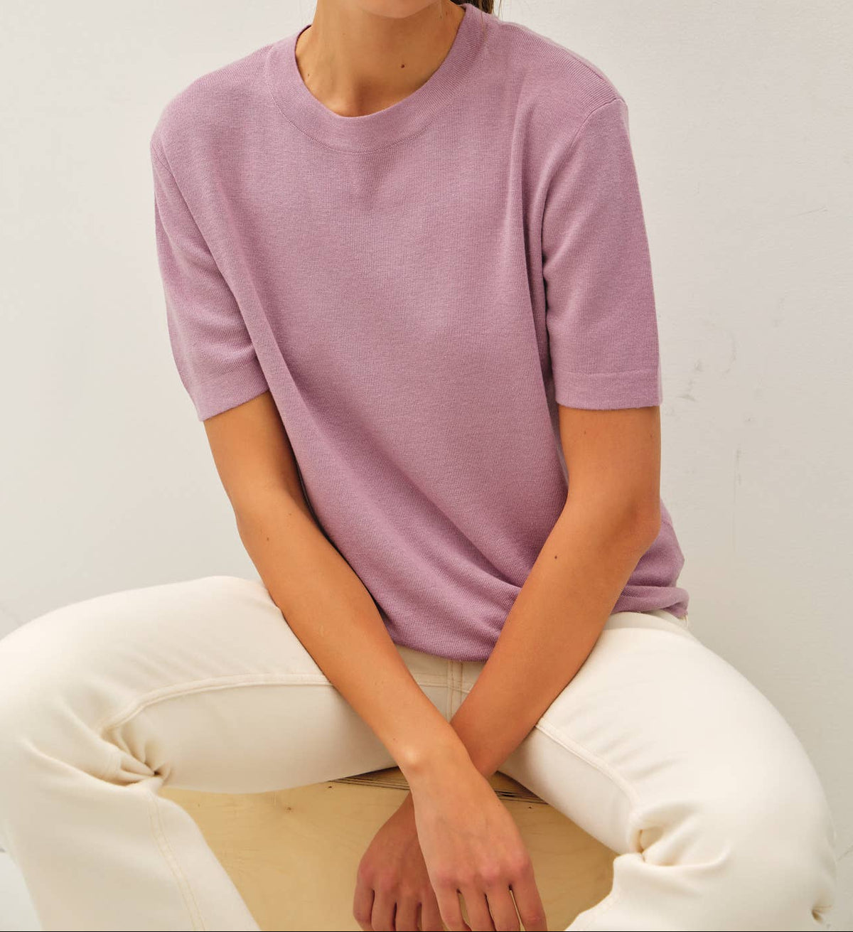 Lavender Short Sleeve Sweater