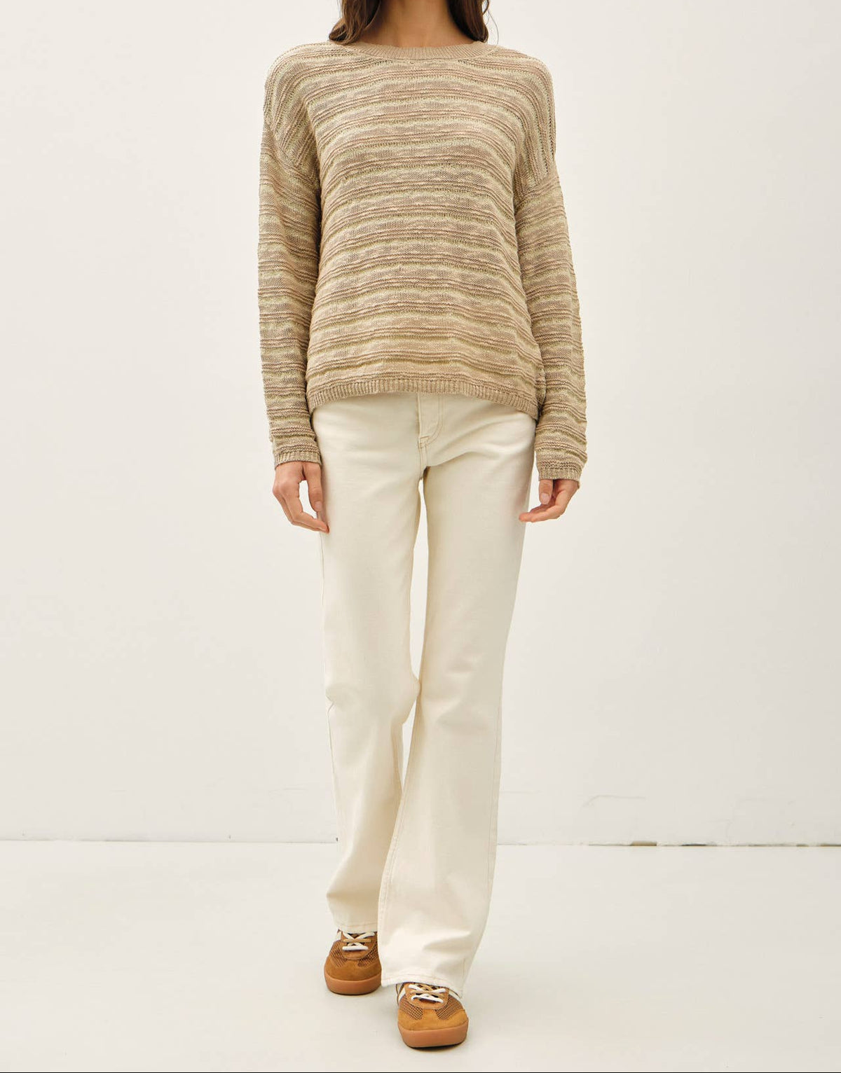 TEXTURED STRIPED BEACHY SWEATER