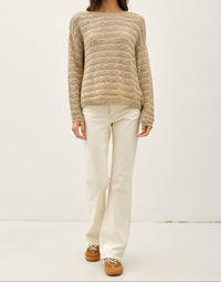 TEXTURED STRIPED BEACHY SWEATER