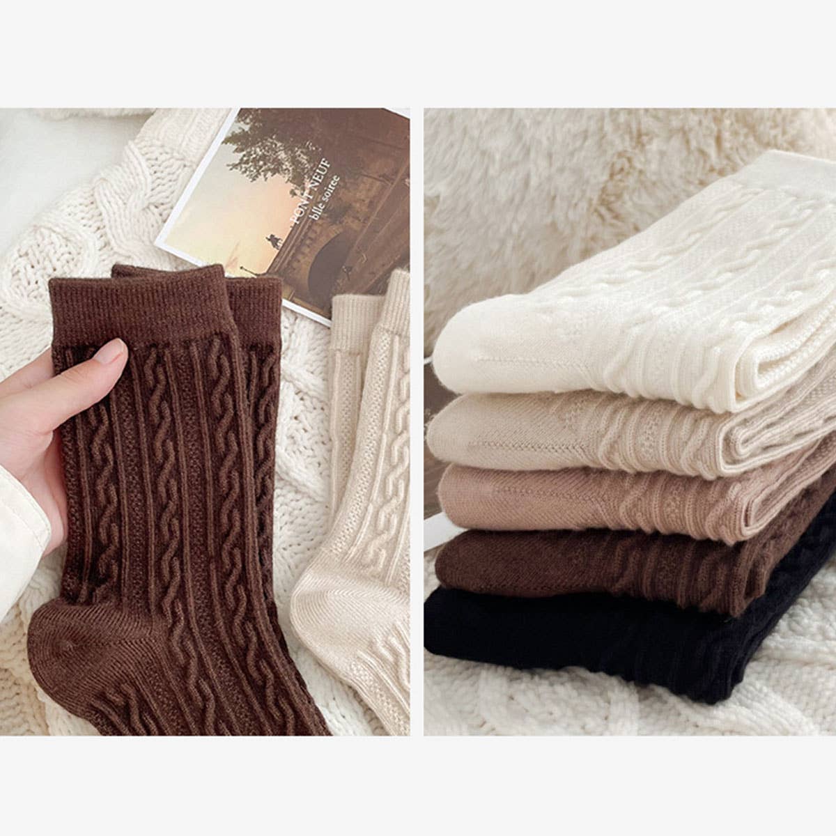 Cozy Cashmere Feel Crew Socks