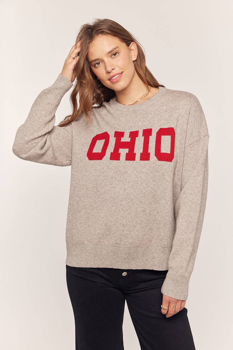 Ohio Sweater - Silvery Grey/Cherry