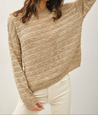 TEXTURED STRIPED BEACHY SWEATER