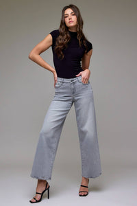 HIDDEN Light Grey Stretch Mid Rise Extra Wide leg