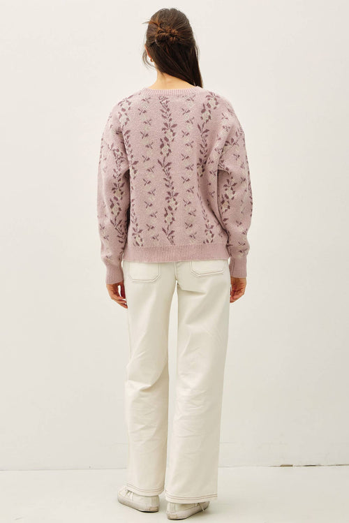 Blush Floral Jacquard Sweater