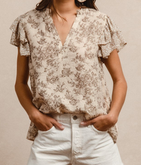 Serena Ruffle V- Neck Top