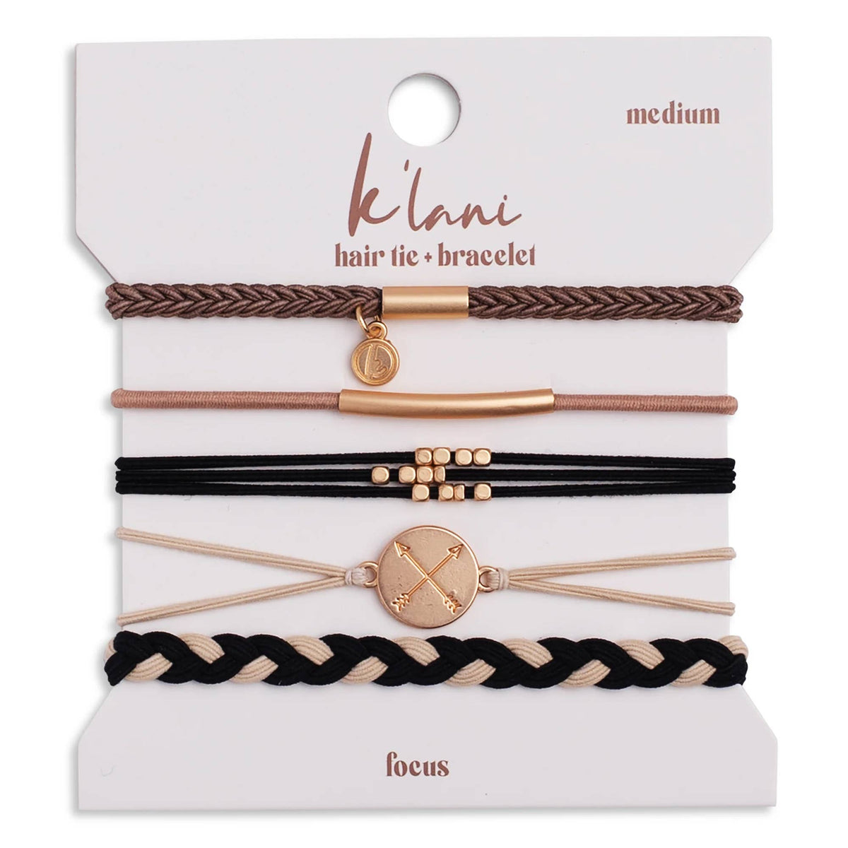 Focus - Gold Arrow Charm Hair Tie Bracelets