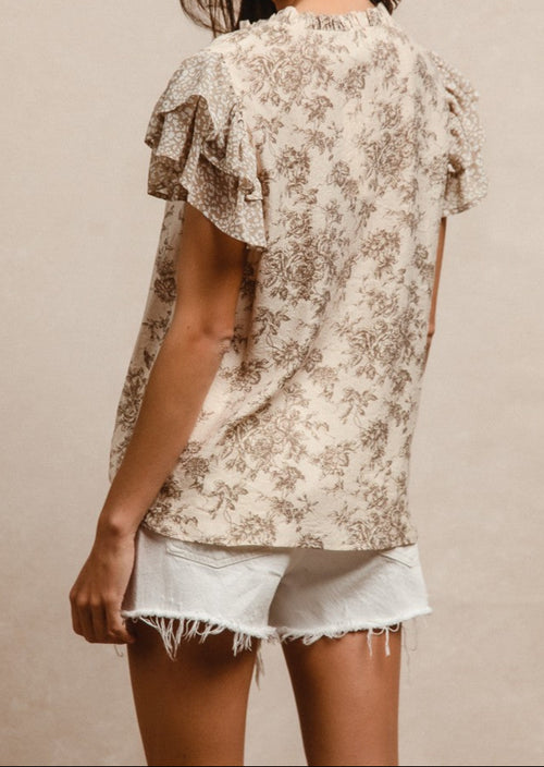 Serena Ruffle V- Neck Top