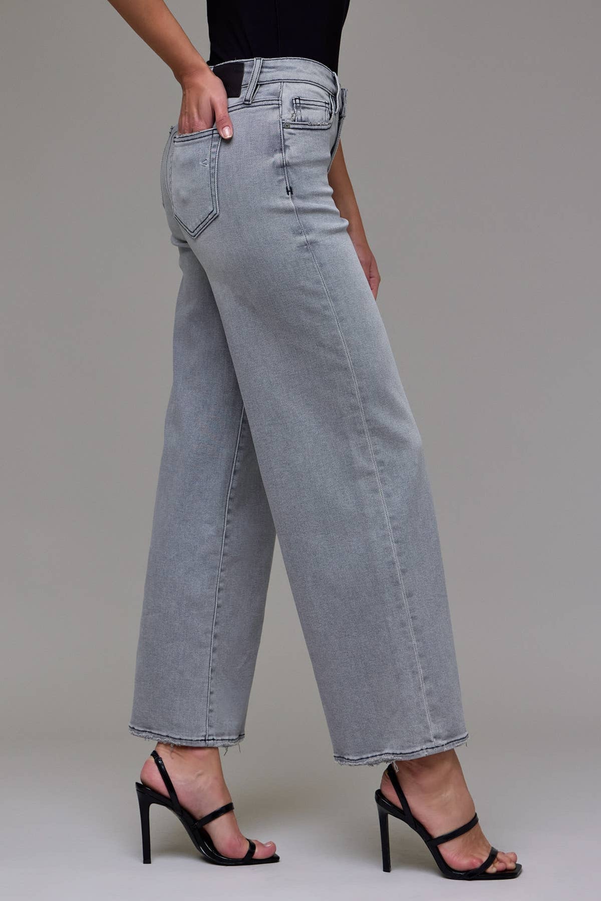 HIDDEN Light Grey Stretch Mid Rise Extra Wide leg