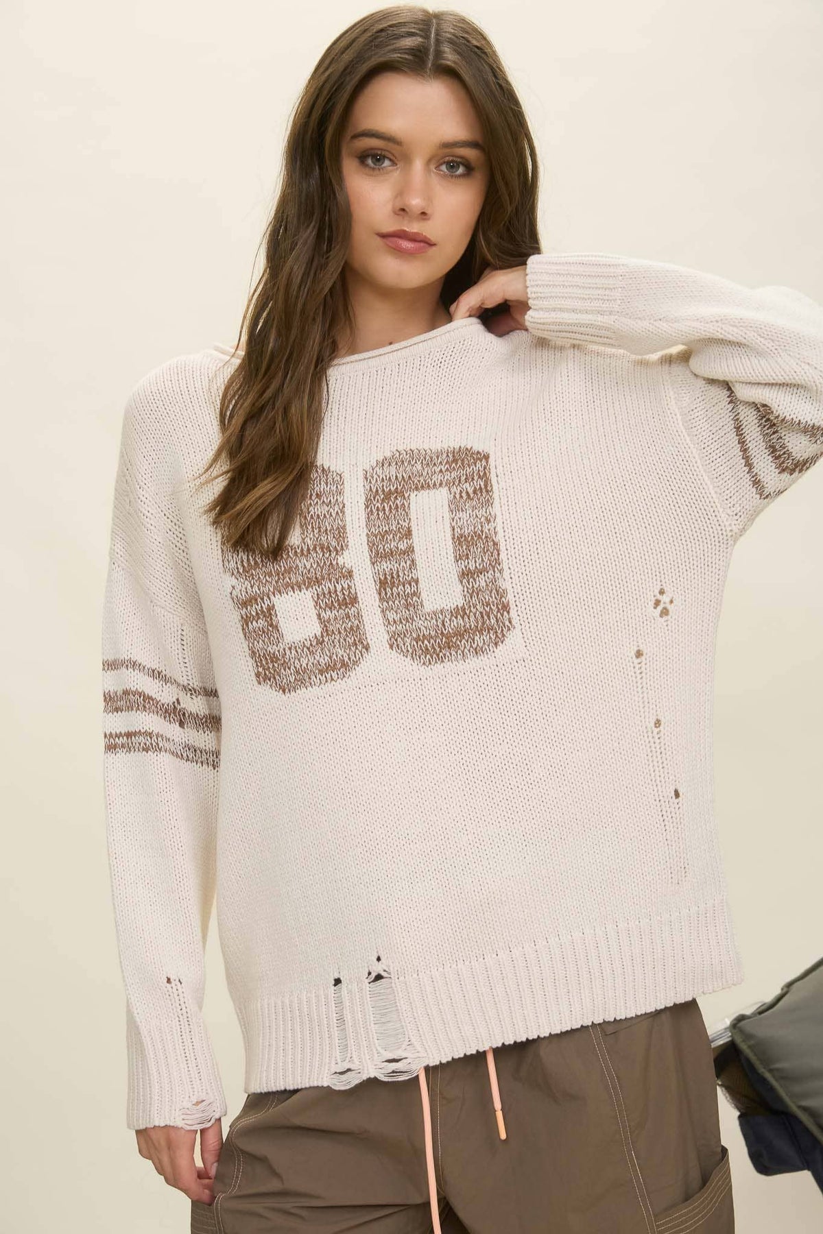 Distressed Varsity Sweater