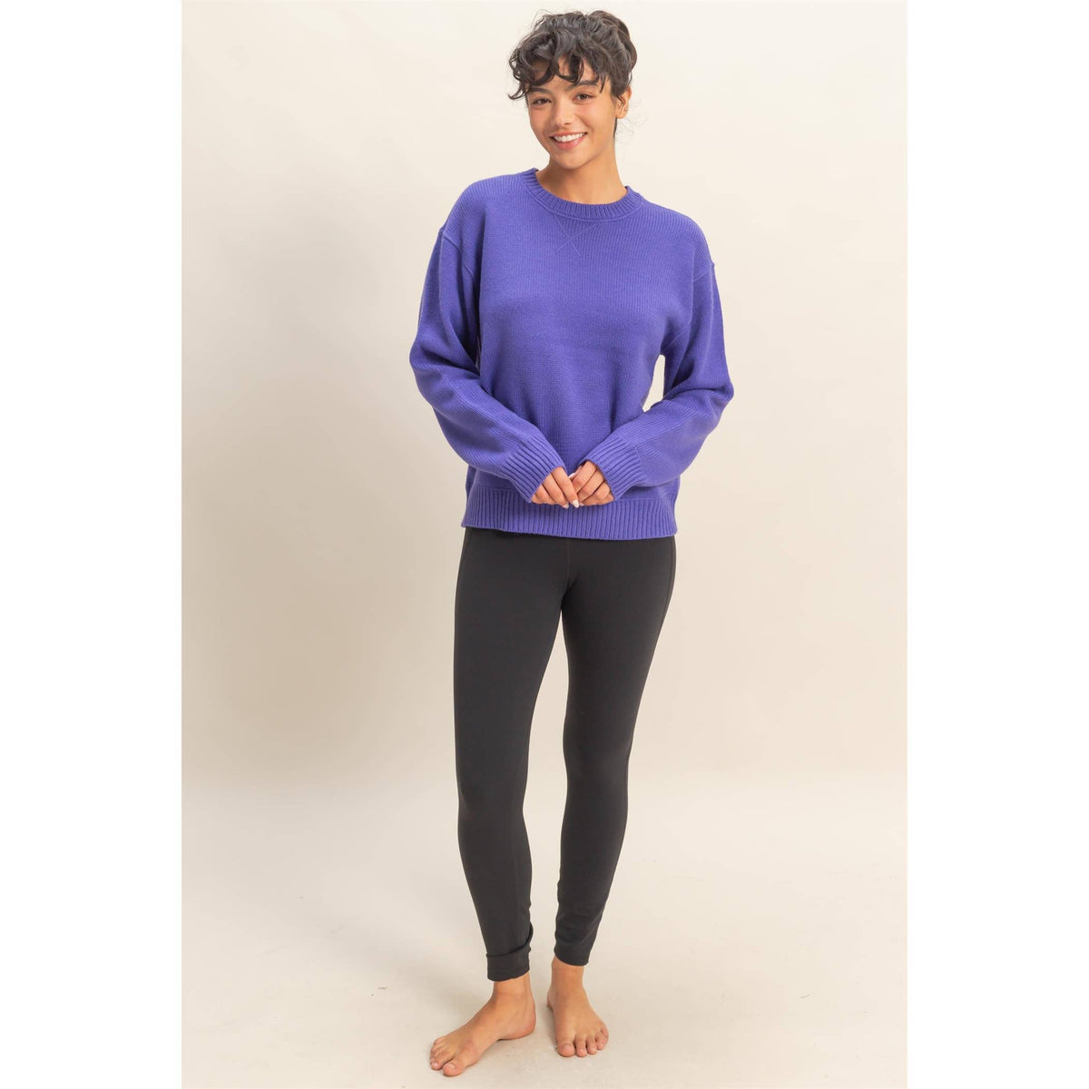 Crew Neck Purple Sweater