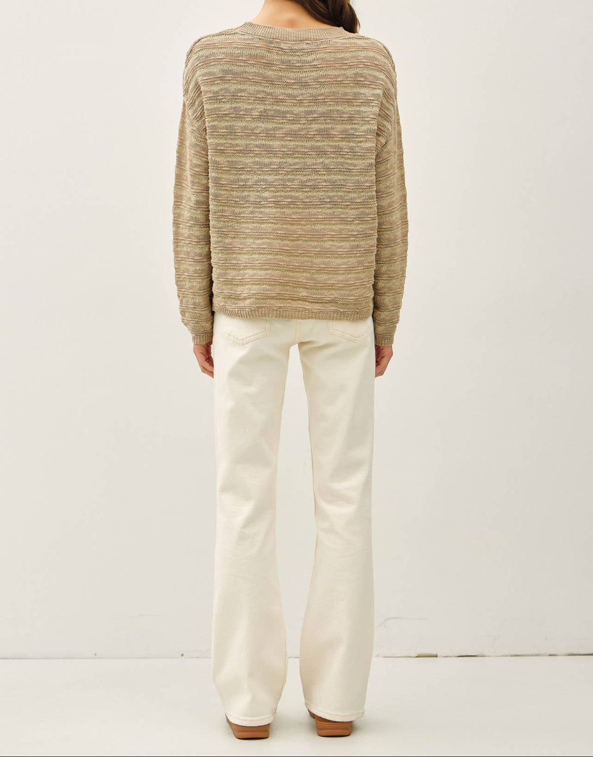 TEXTURED STRIPED BEACHY SWEATER