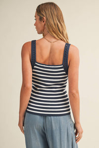 SLEEVELESS CROCHET STRAP TOP