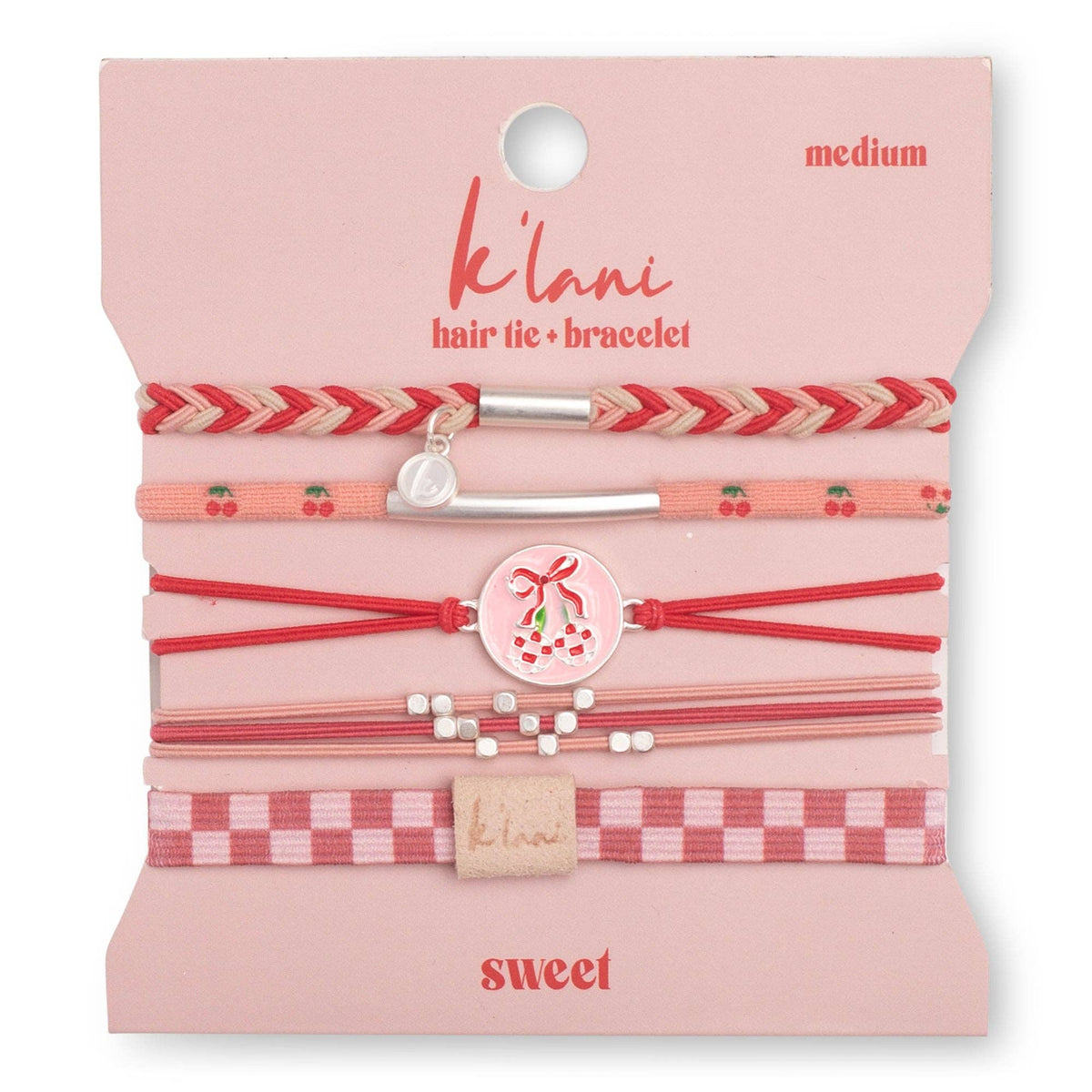 "Sweet" Pink Cherry Hair Tie Bracelets