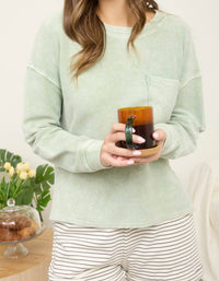 Ribbed Knit Top – Light Olive
