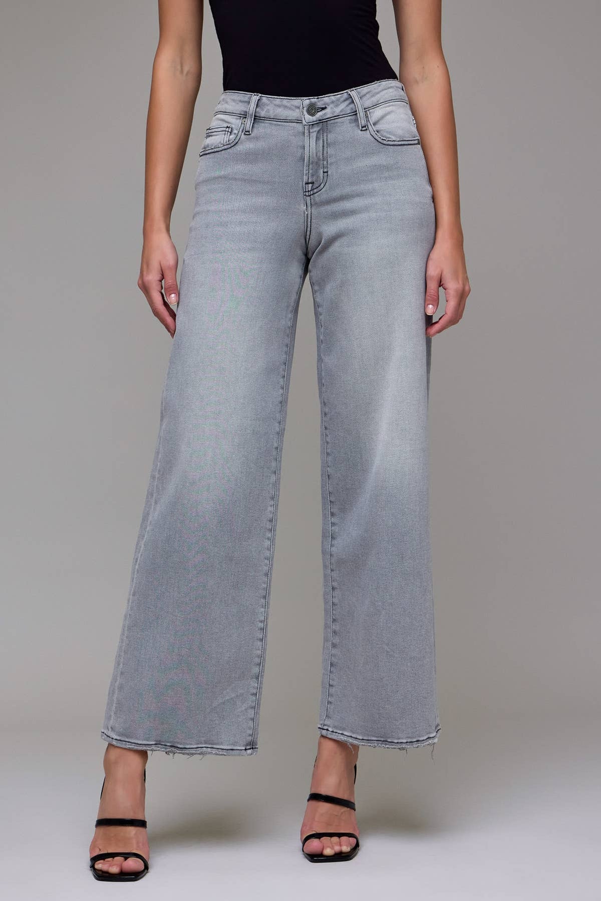 HIDDEN Light Grey Stretch Mid Rise Extra Wide leg