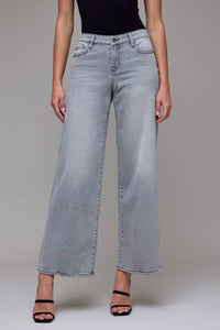 HIDDEN Light Grey Stretch Mid Rise Extra Wide leg