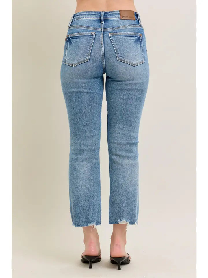 Judy Blue Vintage Wash Destroy Hem Kick Flare