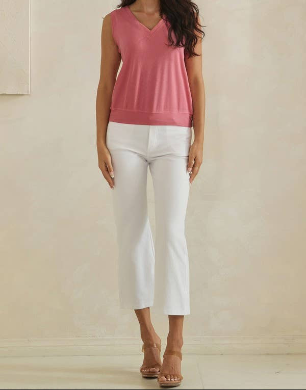 Ribbed Relaxed V-Neck Tank Top