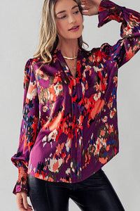 JACQUARD SATIN BLOUSE