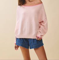 Pink Drop Shoulder Sweater