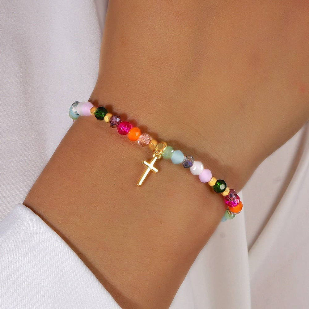 God Bless You Colorful Cross Bracelet