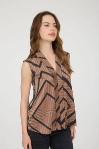 Stella V Neck Satin Top - Chocolate