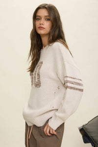 Distressed Varsity Sweater