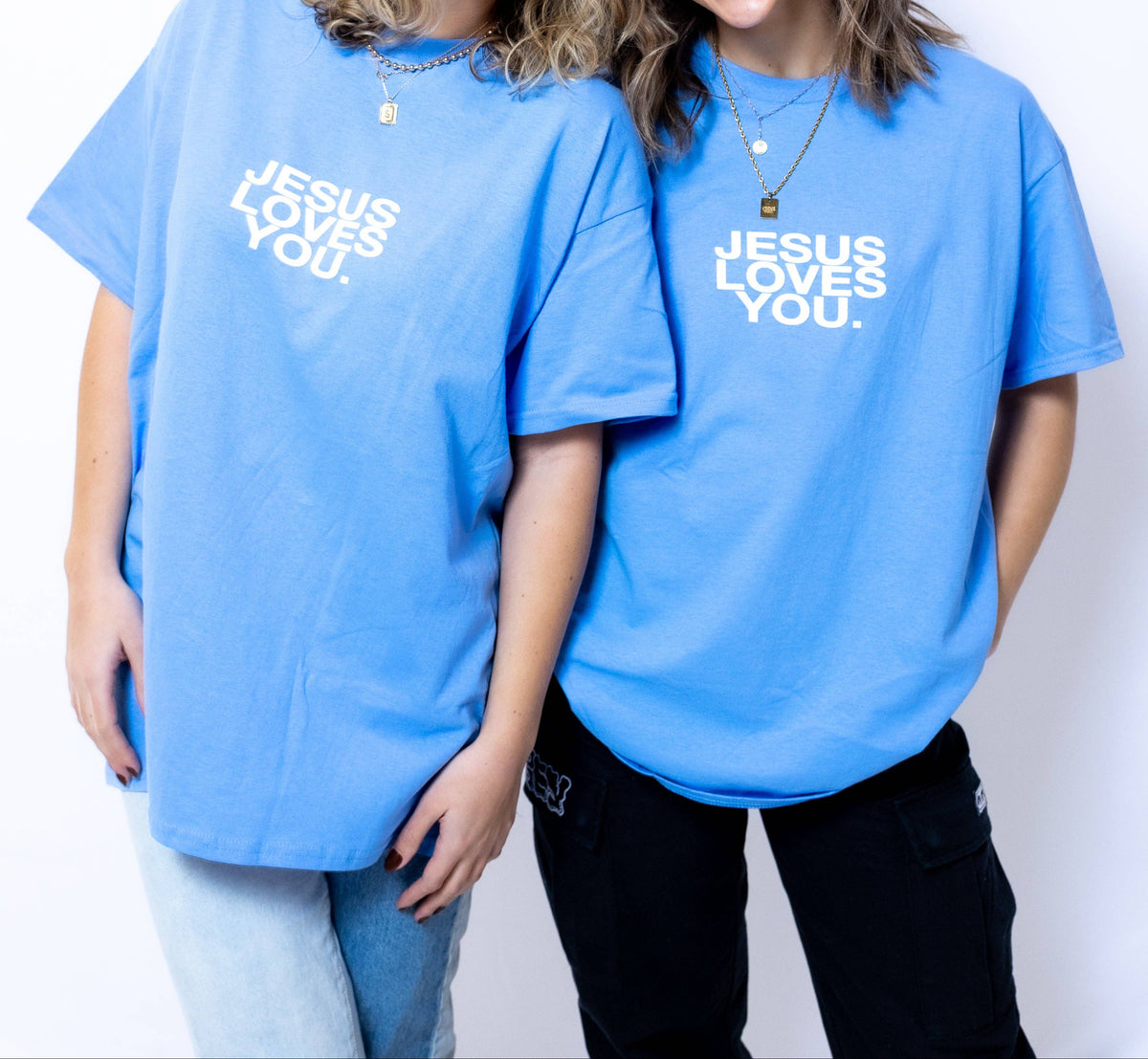 Jesus Love You Graphic Tee – Blue Unisex Faith Shirt