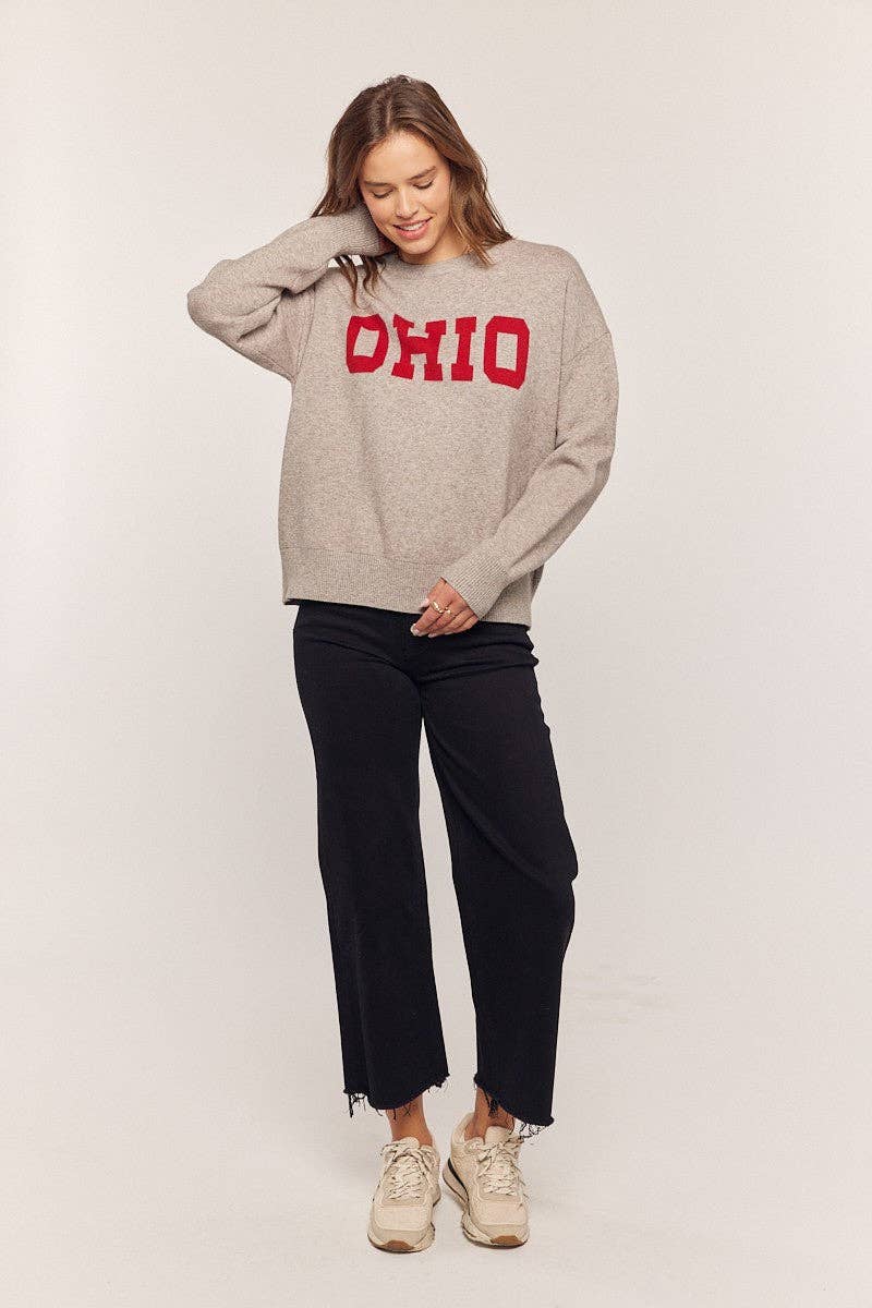Ohio Sweater - Silvery Grey/Cherry