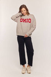 Ohio Sweater - Silvery Grey/Cherry