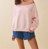 Pink Drop Shoulder Sweater