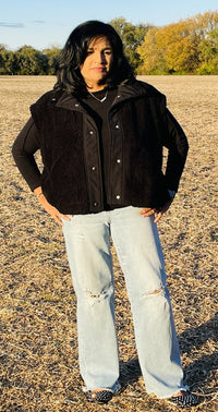 Black Sherpa Vest Jacket