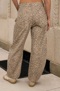 Leopard Print Barrel Jeans