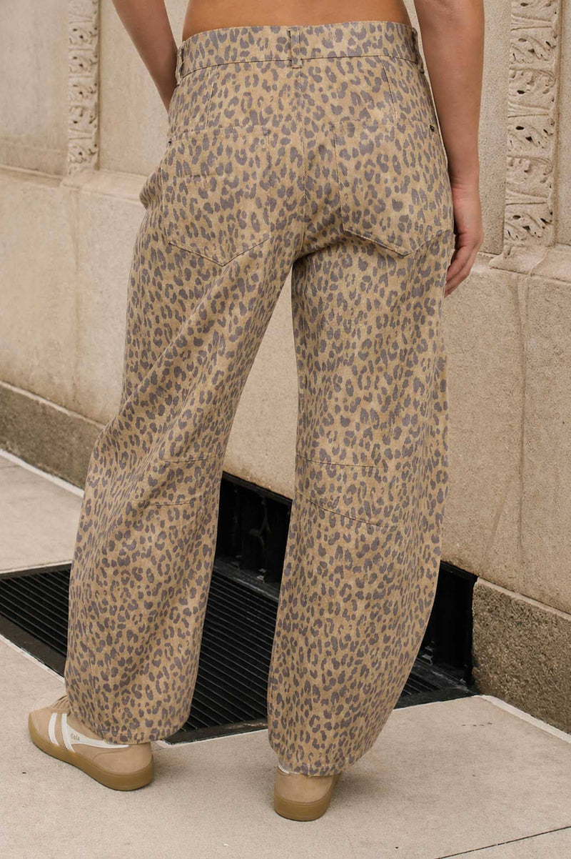 Leopard Print Barrel Jeans