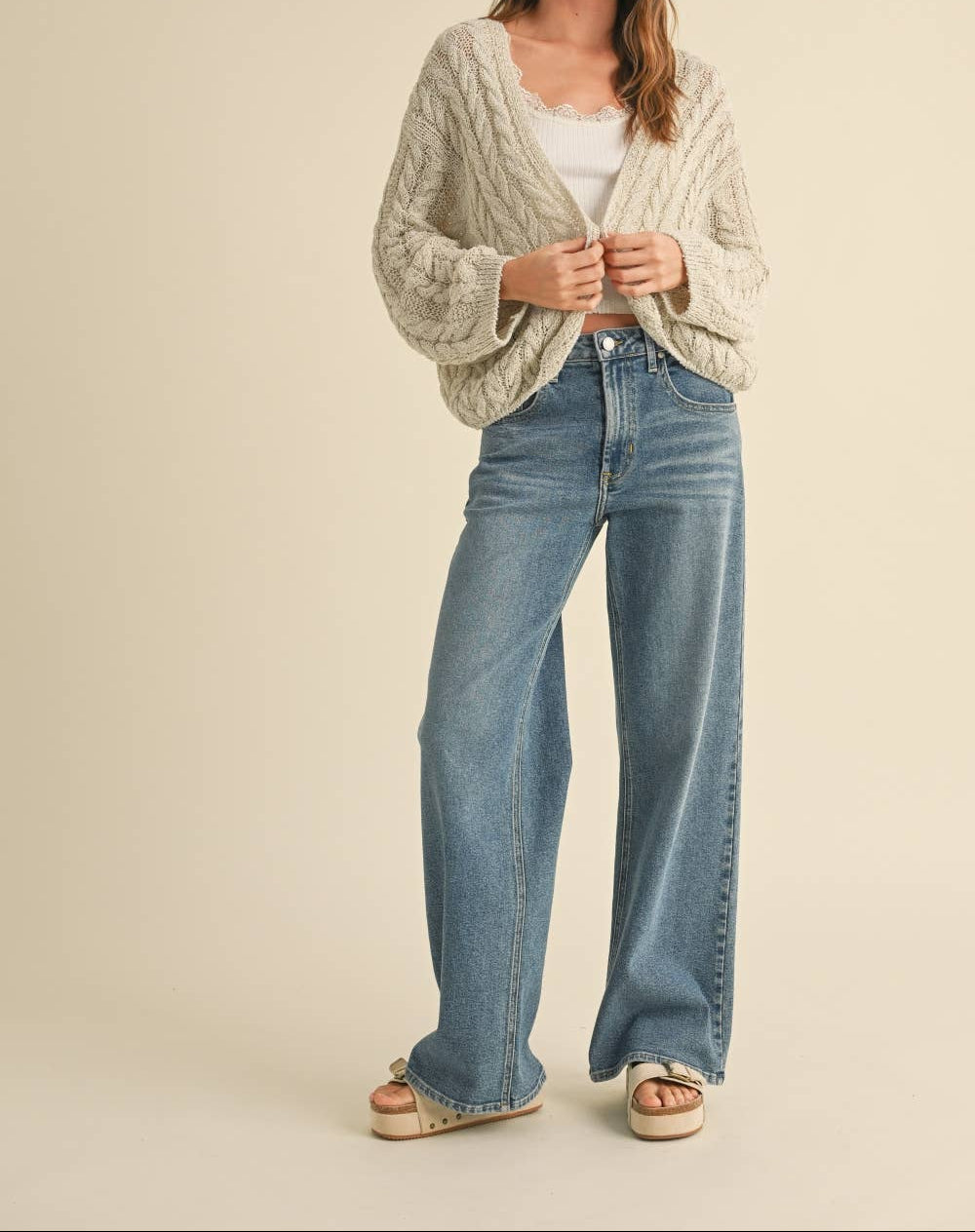 CABLE KNITTED CARDIGAN