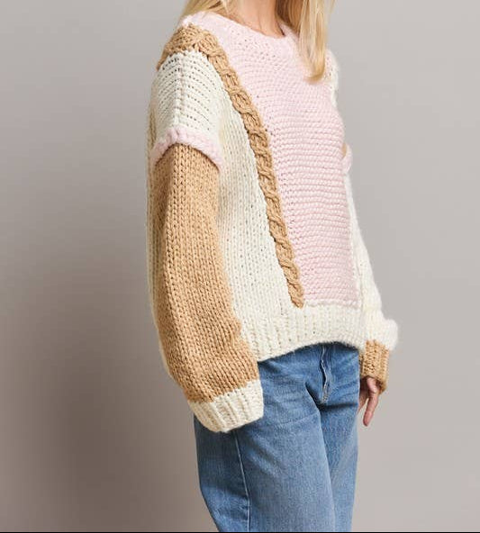Color Block Chunky Sweater