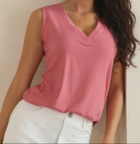 Ribbed Relaxed V-Neck Tank Top