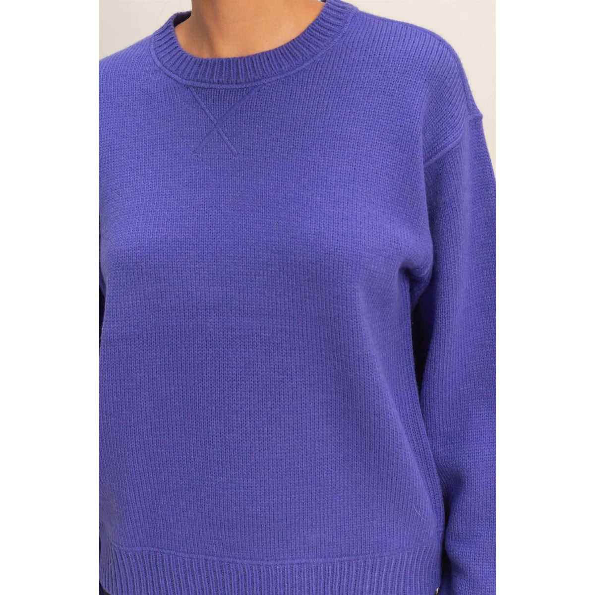 Crew Neck Purple Sweater