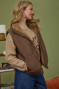 QUILTED FLEECE LINED PUFFER VEST