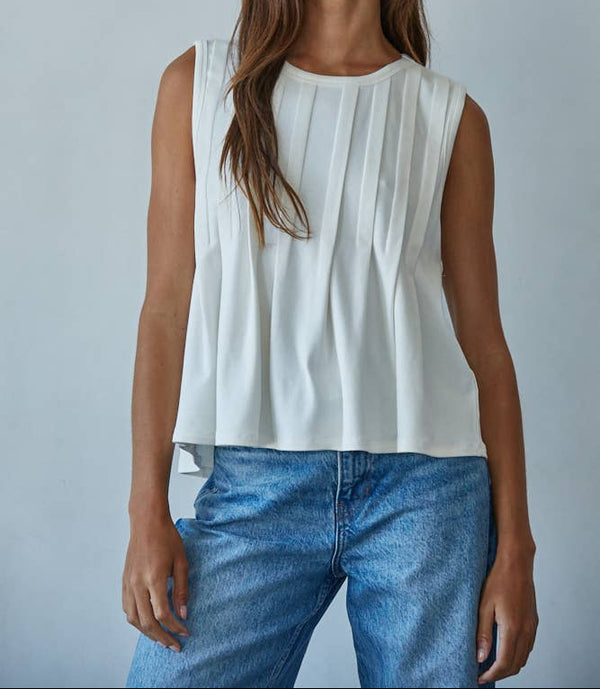 Pleated Sleeveless Tank