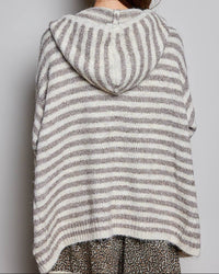 Striped Hooded Knit Cardigan